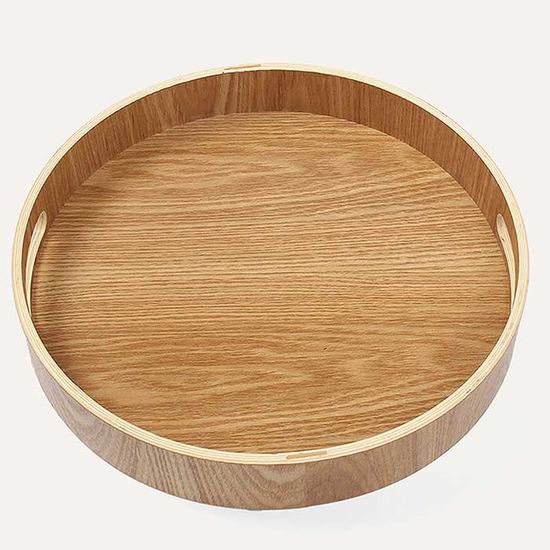 HOME CAFE 손잡이 원형 우드트레이 35cm