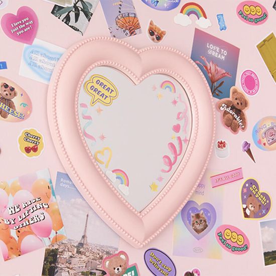 아트박스 하트거울 미니 핑크