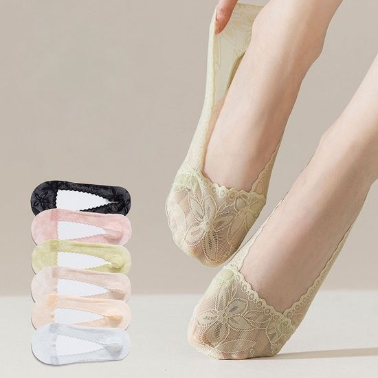 전체 실리콘 면바닥 레이스 덧신(WE10976)