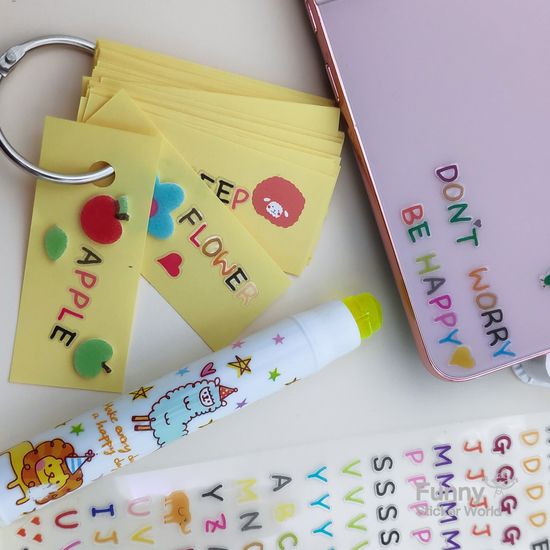 퍼니스티커 67-01.13P 겸둥이 베베 알파벳 PVC 스티커