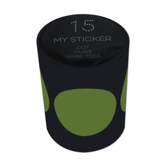 한국폼텍 폭34mm 원형 롤 마이스티커-올리브 1534