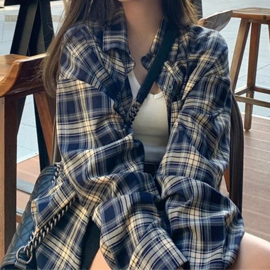 캐주얼 엘라 체크 셔츠