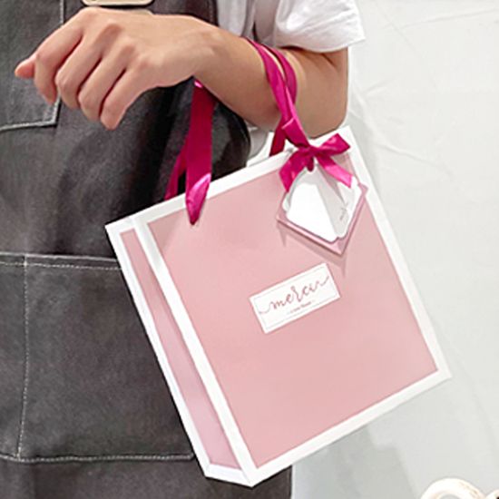 프롬앤투 리본 이중택 쇼핑백 핑크 FP25A-4 10매