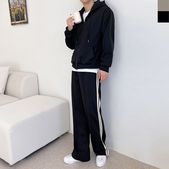 남자 커플 오버핏 투웨이 후드 집업 트랙 팬츠 세트