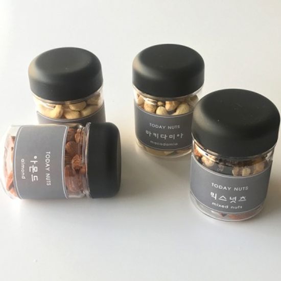미니 견과류 보관용기 6p(블랙)+사각스티커 8p