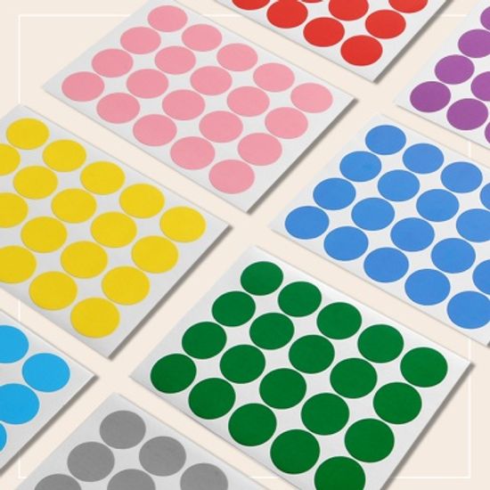 컬러 원형 스티커 12매 (14color)