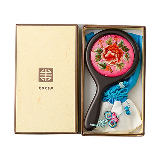 한국전통 자수 손잡이 공주 손거울 외국인선물 기념품