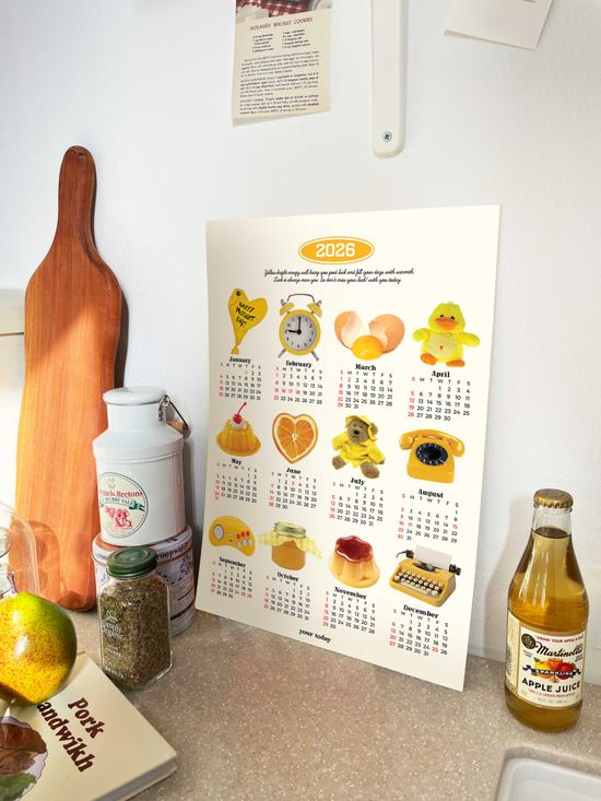 2026 옐로우 긍정 오브제 달력