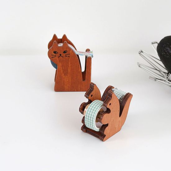 우드 마스킹 테이프 디스펜서 고양이 다람쥐