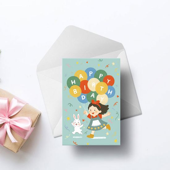 캘리엠 캘리그라피카드 HN2504 - 생일(풍선든소녀)