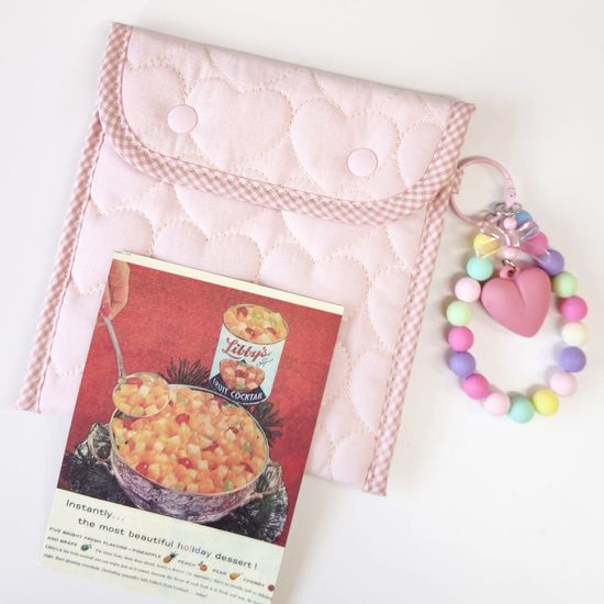 핑크하트 패브릭 크레마 전자책 이북리더기 파우치 