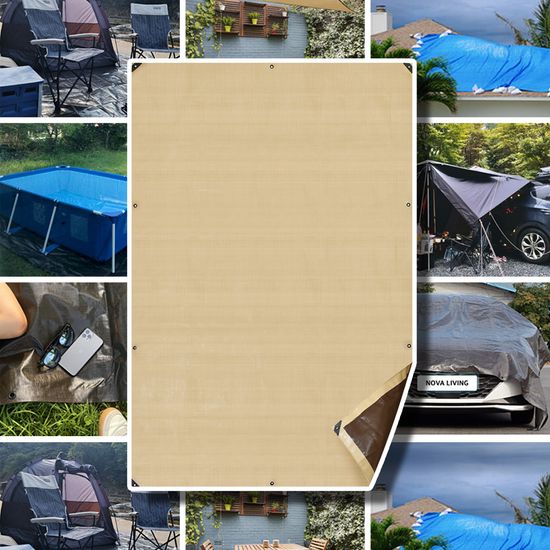 노바리빙 타포린 방수포 베이지 장마 태풍 캠핑