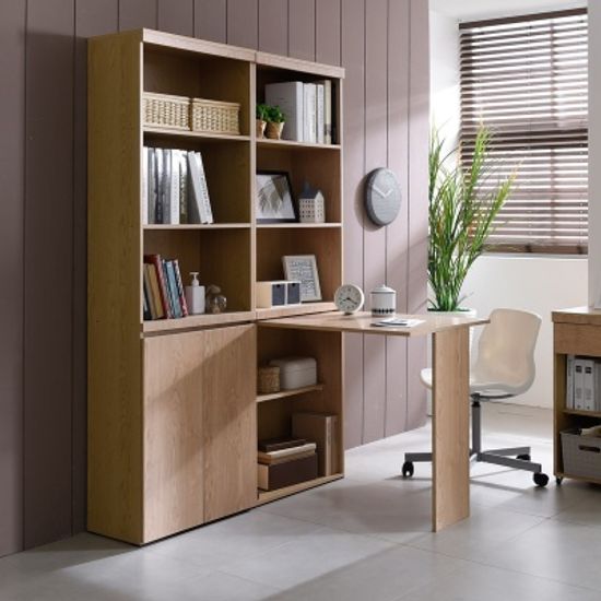 리지오 접이식 H형 책상+책장 세트