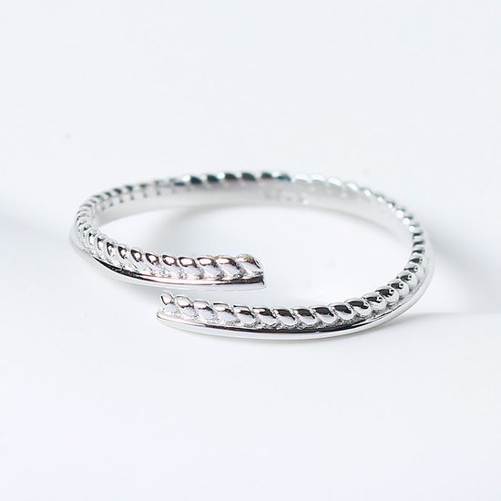 [비쥬홀릭] 실버925 백금도금 로프 꼬임 오픈링 반지(