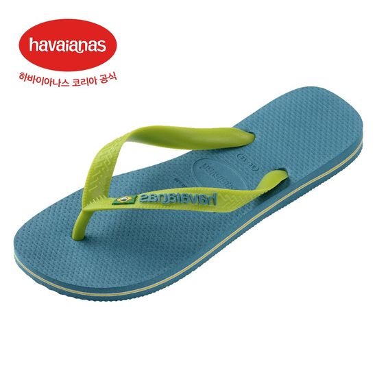 하바이아나스 브라질 로고 플립플랍 Amazonite Blue