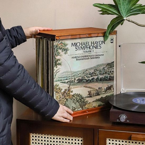 마호가니 원목 LP 바이닐보관함 수납장 레코드엘피장 CD DVD 보관랙