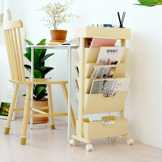 국내생산 모던슬림 북트롤리 6단 이동식 틈새 책꽂이