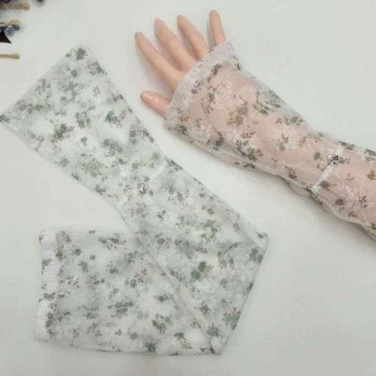 [애슬릿]여성 팔토시 꽃 무늬 레이스 시스루 운전