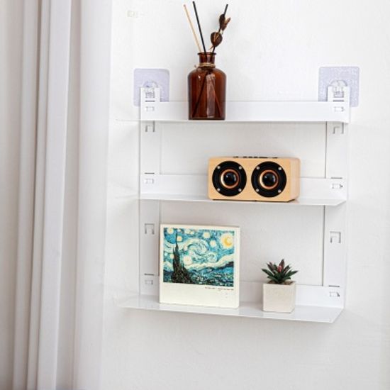 무타공 못없이 벽에붙이는 3단 철제 미니 선반