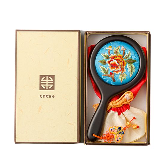 한국전통 자수 손잡이 공주 손거울 외국인선물 기념품