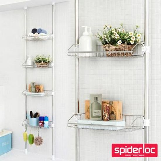 [굿센스] 스파이더락 기둥식 욕실정리선반 4단400
