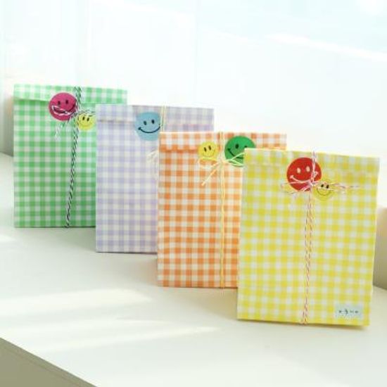 체크 구디백 선물 답례품 포장 페이퍼 봉투 4color