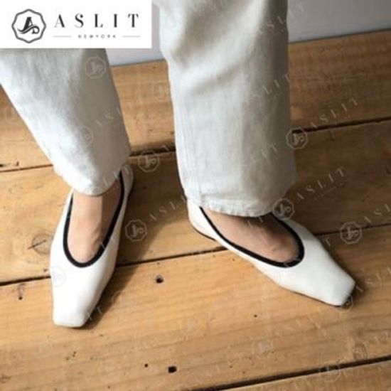 [애슬릿]스퀘어 밴딩 포인트 발레 플랫 슈즈 단화