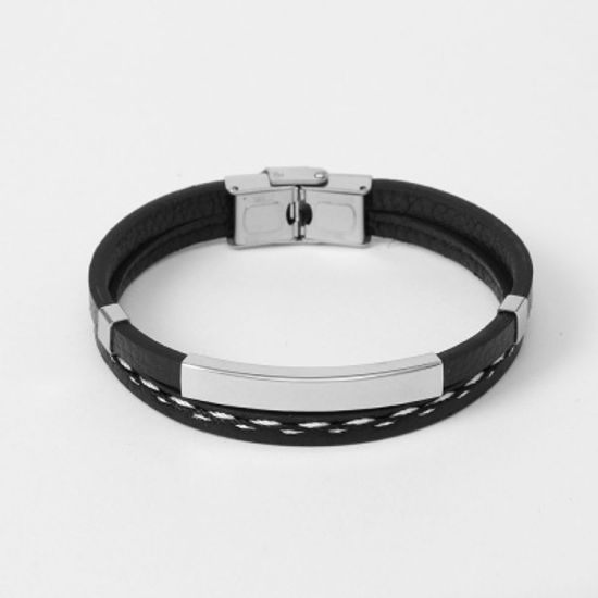 아돌프 더블 가죽팔찌(실버)