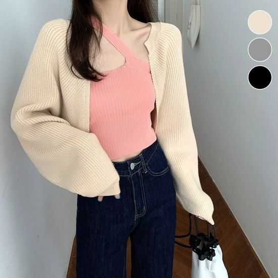 루즈핏 니트 볼레로 가디건 니트 여성 카디건