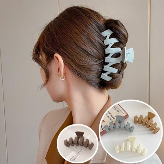 심플 무광 지그재그 빅 집게핀 긴머리 단발 올림 머리
