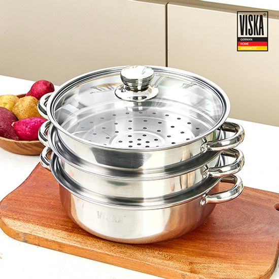 비스카 스테인레스 3단 찜솥 냄비 VK-MG300S