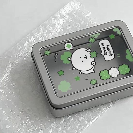 행운 곰돌이 곰 네잎클로버 틴케이스 수납함 보관함