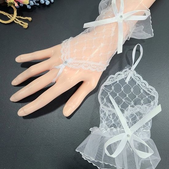 [애슬릿]진주 레이스 망사 웨딩 헐렁한 핸드 워머