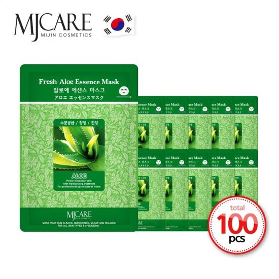 엠제이케어 에센스 마스크팩 알로에 100매 x 23g[WC11