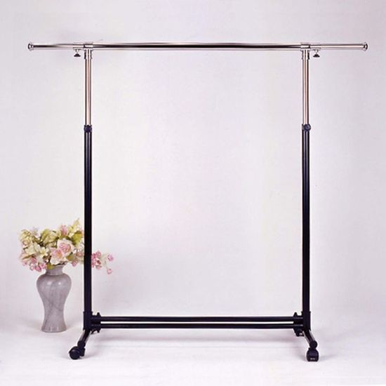 블랙 이동식 행거-이동형 매장용 1단 옷걸이(WDFD92C)