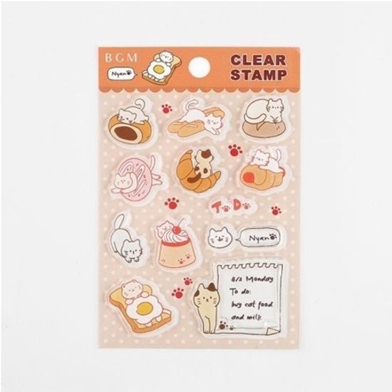 [BGM]다꾸-클리어 스탬프(과자 빵 고양이)/BT-CS053