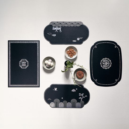 소소모소 기원 자개문양 가죽 테이블매트 2P 선물세트