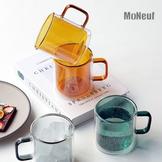 모네프 더블월 컬러 유리 머그 320ml