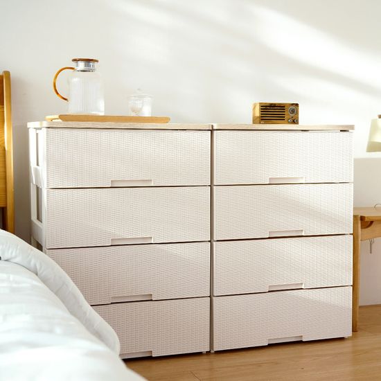 보노하우스 라라 라탄 우드상판 서랍장 2단~6단