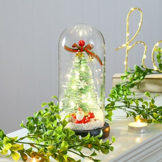 LED 유리돔 크리스마스 트리 무드등(산타 로고)