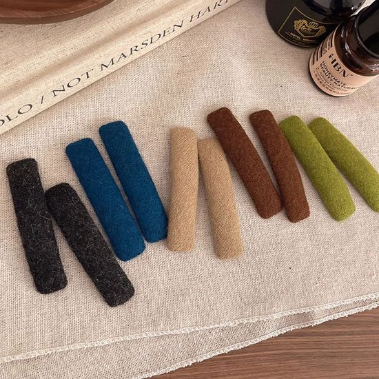 예쁜 벨벳 일자 삼각 패브릭 뚝딱핀 헤어 머리핀 삔