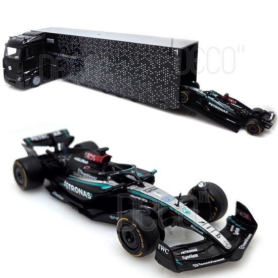 1:43 F1 벤츠 트레일러 세트 W15 조지러셀 수송 트럭