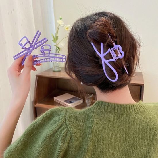 퍼플 리본 옷핀 X 모양 머리핀 집게핀 고정핀 가벼운