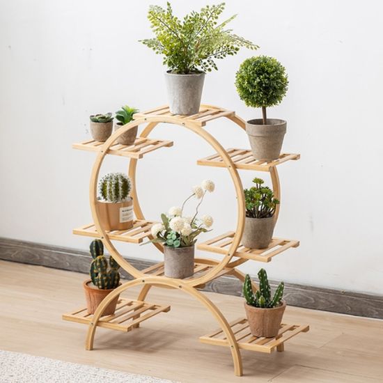 대나무 곡선형 화분진열대 (64cm) (E)