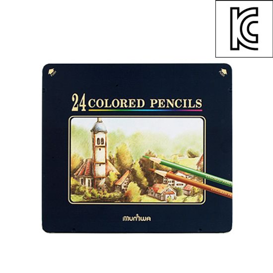 문화 24색 고급 색연필(틴)