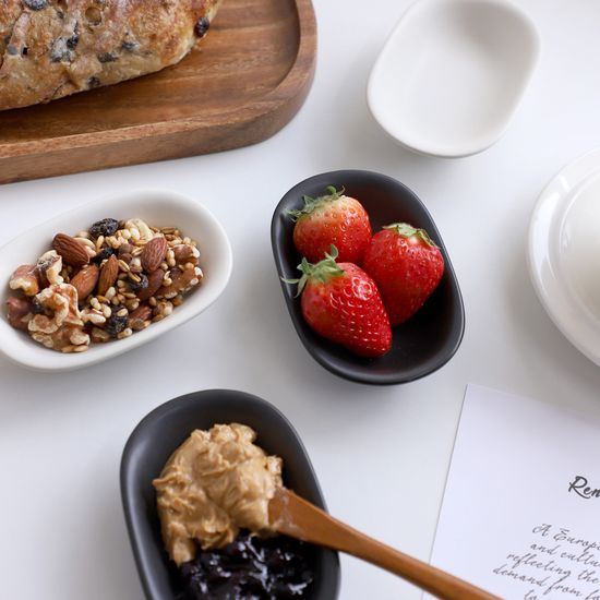 바이엔 반무광 도자기 타원찬기 4p세트 2color 택1