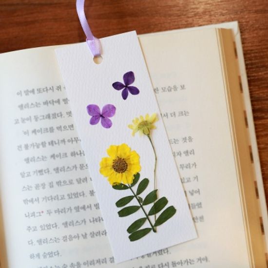 압화 책갈피  만들기 1인 세트 화이트 북마크 