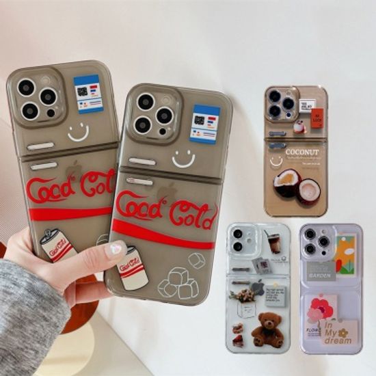 아이폰 14 13 12 11 레트로 데코 냉장고 투명 케이스