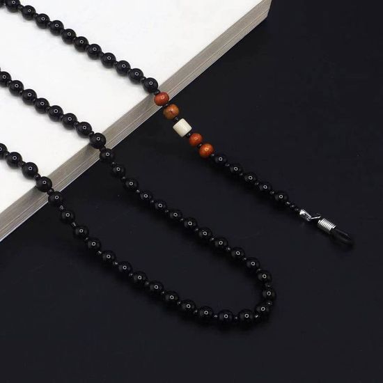 블랙 아크릴 비즈 염주 레트로 안경줄(W845E66)