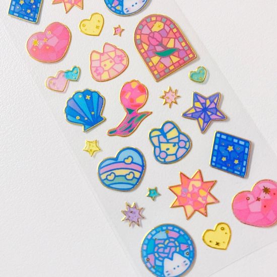 투명금테 스테인드 글라스 칼선 스티커